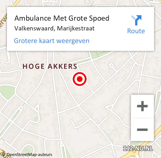 Locatie op kaart van de 112 melding: Ambulance Met Grote Spoed Naar Valkenswaard, Marijkestraat op 19 juli 2015 08:45