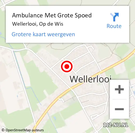 Locatie op kaart van de 112 melding: Ambulance Met Grote Spoed Naar Wellerlooi, Op de Wis op 19 juli 2015 19:14