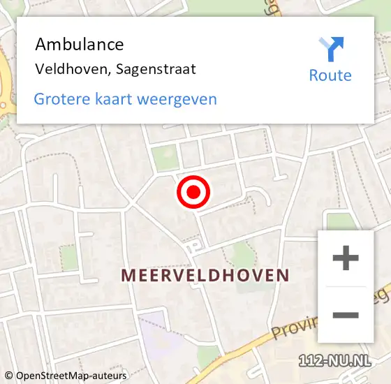Locatie op kaart van de 112 melding: Ambulance Veldhoven, Sagenstraat op 19 juli 2015 21:45