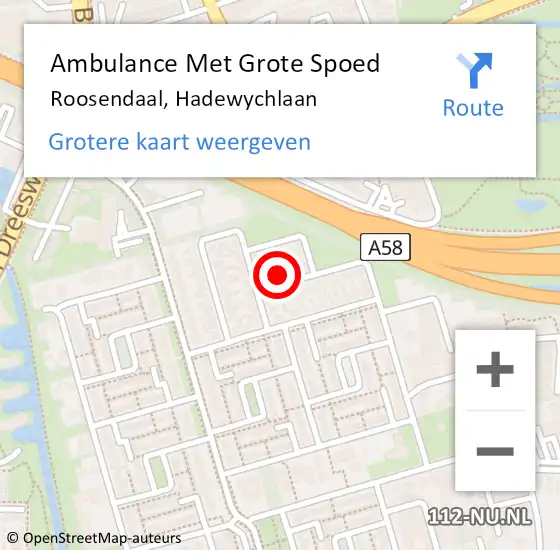 Locatie op kaart van de 112 melding: Ambulance Met Grote Spoed Naar Roosendaal, Hadewychlaan op 20 juli 2015 07:46