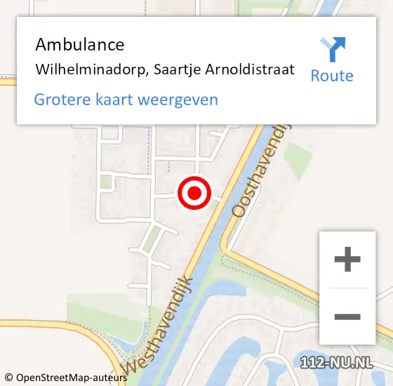 Locatie op kaart van de 112 melding: Ambulance Wilhelminadorp, Saartje Arnoldistraat op 20 juli 2015 14:05