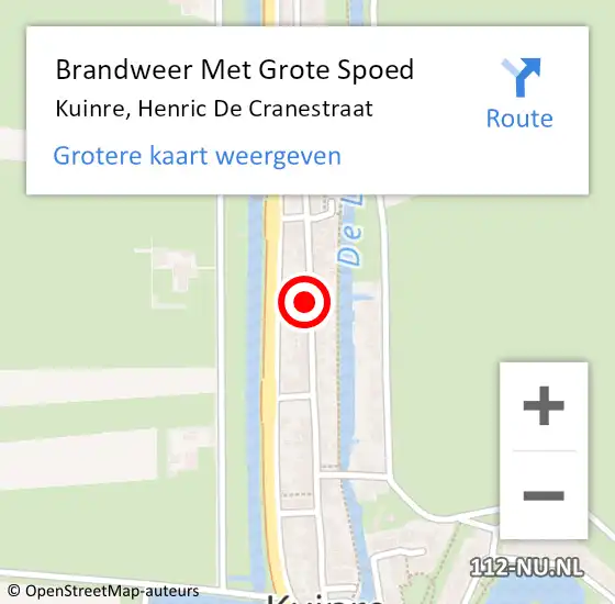 Locatie op kaart van de 112 melding: Brandweer Met Grote Spoed Naar Kuinre, Henric De Cranestraat op 14 november 2013 17:11