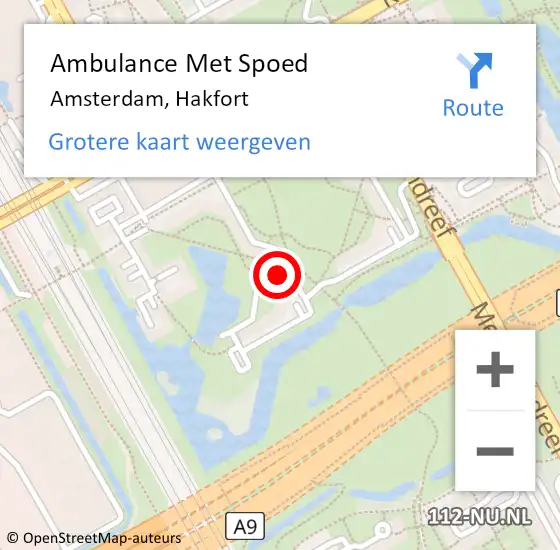 Locatie op kaart van de 112 melding: Ambulance Met Spoed Naar Amsterdam, Hakfort op 20 juli 2015 21:47