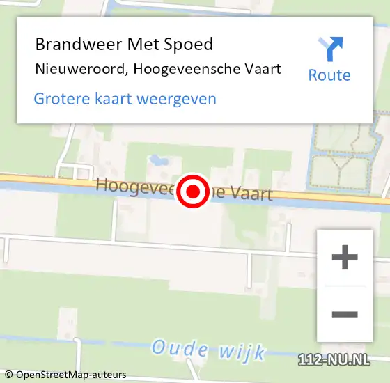 Locatie op kaart van de 112 melding: Brandweer Met Spoed Naar Nieuweroord, Hoogeveensche Vaart op 20 juli 2015 22:08