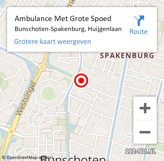 Locatie op kaart van de 112 melding: Ambulance Met Grote Spoed Naar Bunschoten-Spakenburg, Huijgenlaan op 22 juli 2015 09:26