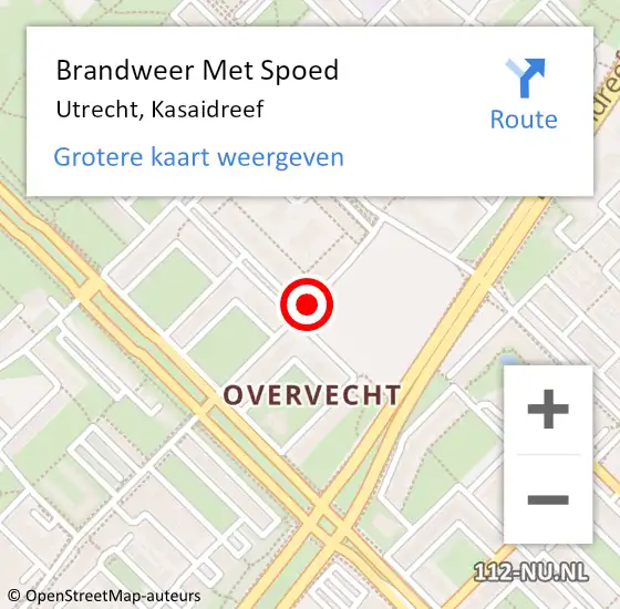 Locatie op kaart van de 112 melding: Brandweer Met Spoed Naar Utrecht, Kasaidreef op 22 juli 2015 19:51