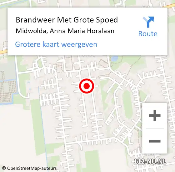 Locatie op kaart van de 112 melding: Brandweer Met Grote Spoed Naar Midwolda, Anna Maria Horalaan op 24 juli 2015 00:26