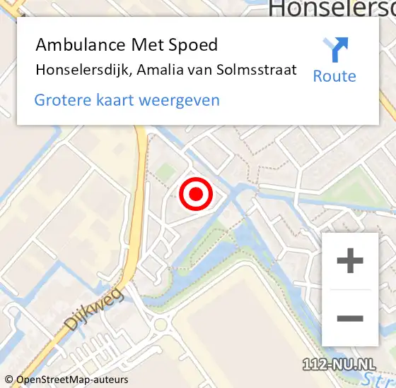 Locatie op kaart van de 112 melding: Ambulance Met Spoed Naar Honselersdijk, Amalia van Solmsstraat op 25 juli 2015 02:32