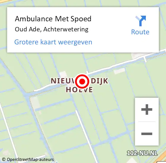 Locatie op kaart van de 112 melding: Ambulance Met Spoed Naar Oud Ade, Achterwetering op 25 juli 2015 08:40