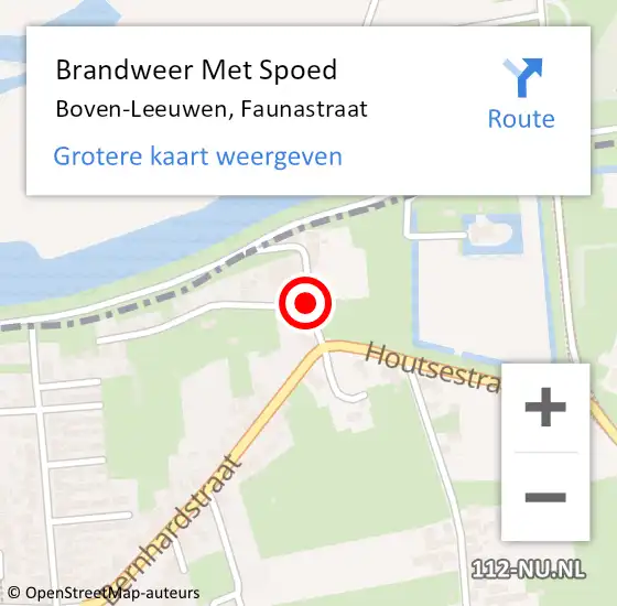 Locatie op kaart van de 112 melding: Brandweer Met Spoed Naar Boven-Leeuwen, Faunastraat op 25 juli 2015 12:56