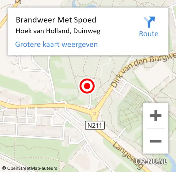 Locatie op kaart van de 112 melding: Brandweer Met Spoed Naar Hoek van Holland, Duinweg op 25 juli 2015 13:54