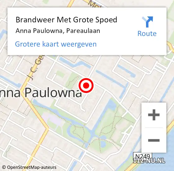 Locatie op kaart van de 112 melding: Brandweer Met Grote Spoed Naar Anna Paulowna, Pareaulaan op 25 juli 2015 14:44
