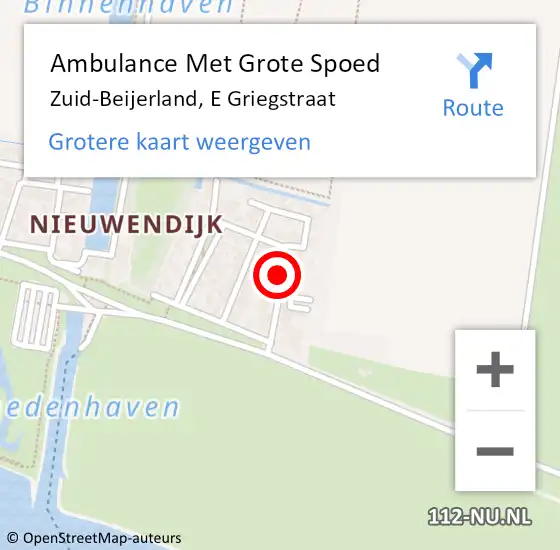 Locatie op kaart van de 112 melding: Ambulance Met Grote Spoed Naar Zuid-Beijerland, E Griegstraat op 25 juli 2015 15:22