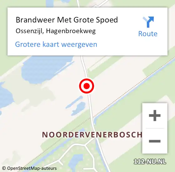 Locatie op kaart van de 112 melding: Brandweer Met Grote Spoed Naar Ossenzijl, Hagenbroekweg op 25 juli 2015 17:15