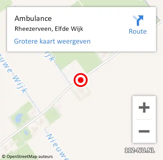 Locatie op kaart van de 112 melding: Ambulance Rheezerveen, Elfde Wijk op 25 juli 2015 18:13