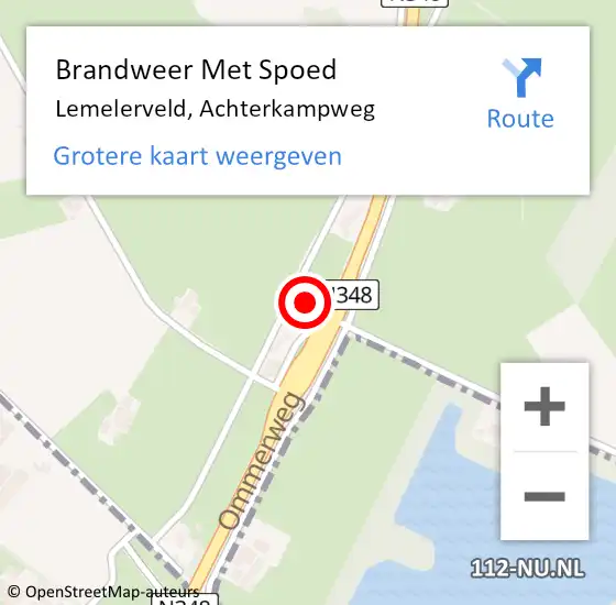 Locatie op kaart van de 112 melding: Brandweer Met Spoed Naar Lemelerveld, Achterkampweg op 25 juli 2015 18:26