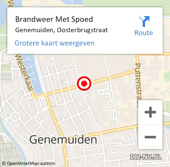 Locatie op kaart van de 112 melding: Brandweer Met Spoed Naar Genemuiden, Oosterbrugstraat op 25 juli 2015 18:33