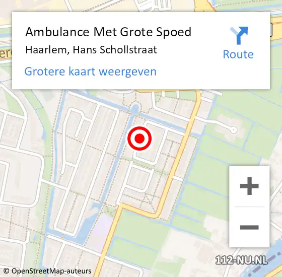 Locatie op kaart van de 112 melding: Ambulance Met Grote Spoed Naar Haarlem, Hans Schollstraat op 25 juli 2015 18:54