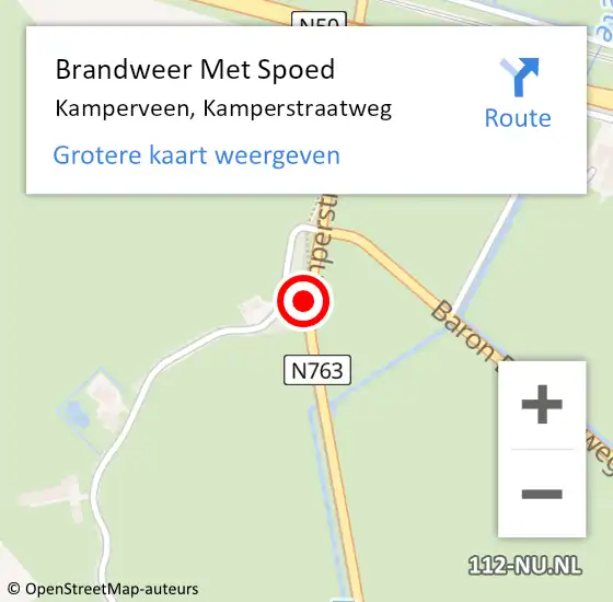 Locatie op kaart van de 112 melding: Brandweer Met Spoed Naar Kamperveen, Kamperstraatweg op 25 juli 2015 19:06
