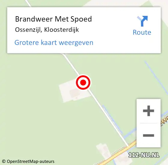 Locatie op kaart van de 112 melding: Brandweer Met Spoed Naar Ossenzijl, Kloosterdijk op 25 juli 2015 20:23
