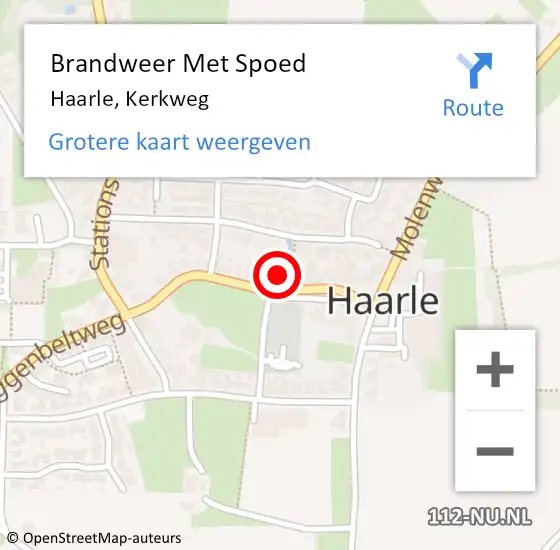 Locatie op kaart van de 112 melding: Brandweer Met Spoed Naar Haarle, Kerkweg op 25 juli 2015 20:32