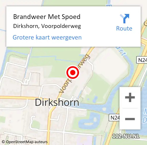 Locatie op kaart van de 112 melding: Brandweer Met Spoed Naar Dirkshorn, Voorpolderweg op 25 juli 2015 22:17