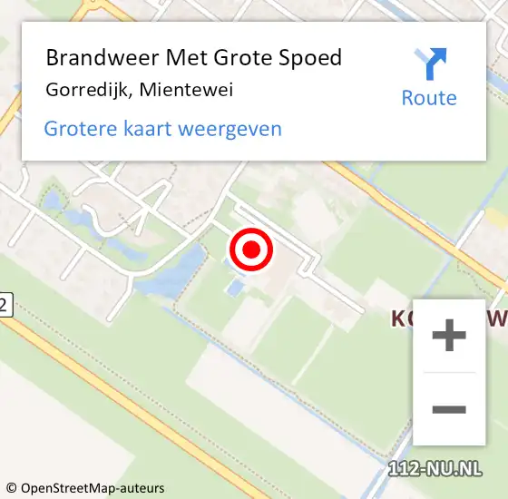 Locatie op kaart van de 112 melding: Brandweer Met Grote Spoed Naar Gorredijk, Mientewei op 26 juli 2015 04:45