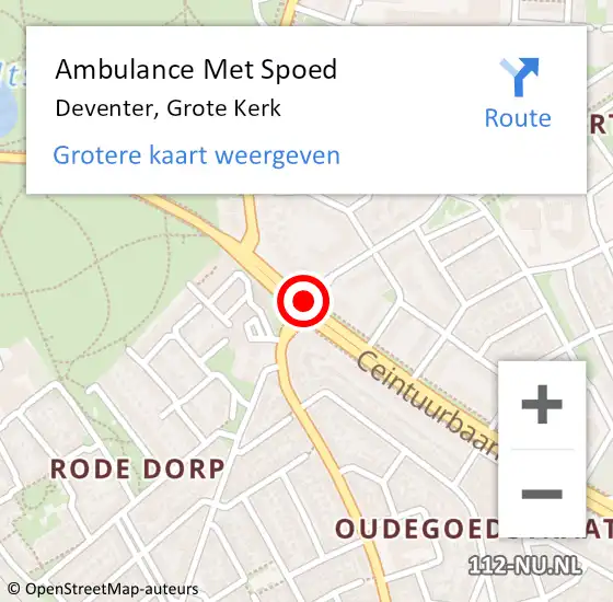 Locatie op kaart van de 112 melding: Ambulance Met Spoed Naar Deventer, Mutjeskamp op 26 juli 2015 12:45