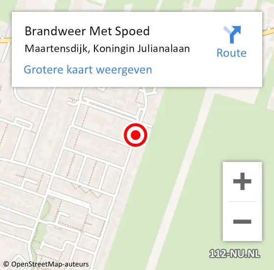 Locatie op kaart van de 112 melding: Brandweer Met Spoed Naar Maartensdijk, Koningin Julianalaan op 26 juli 2015 20:16