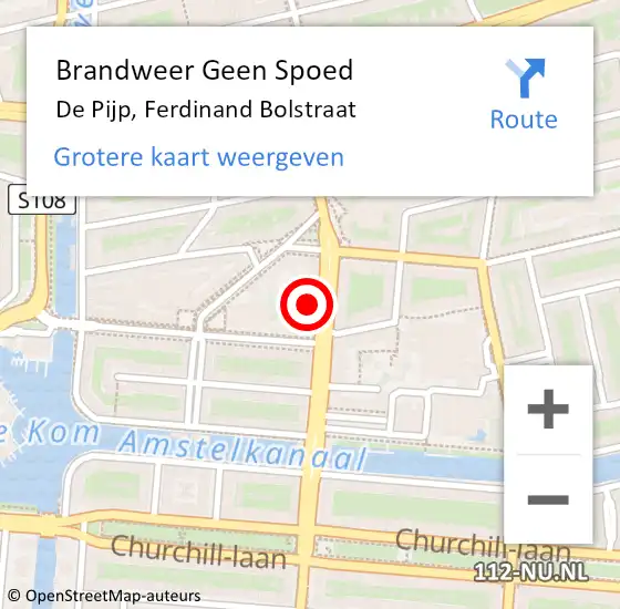 Locatie op kaart van de 112 melding: Brandweer Geen Spoed Naar De Pijp, Ferdinand Bolstraat op 27 juli 2015 09:23