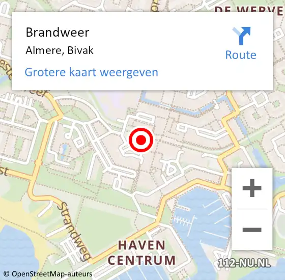 Locatie op kaart van de 112 melding: Brandweer Almere, Bivak op 29 juli 2015 12:29
