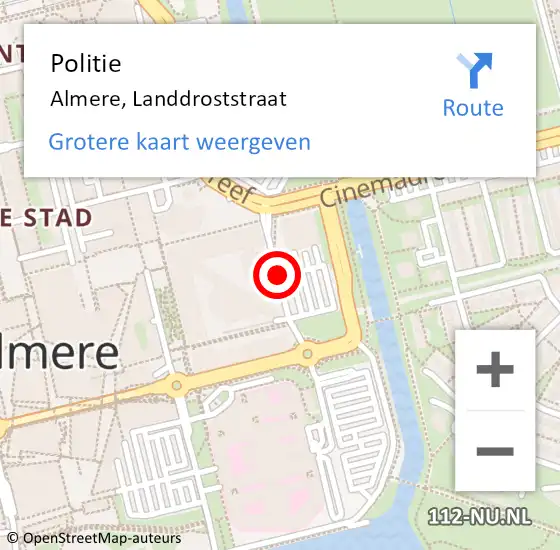 Locatie op kaart van de 112 melding: Politie Almere, Landdroststraat op 29 juli 2015 16:39