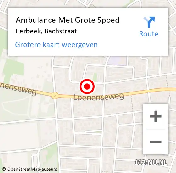 Locatie op kaart van de 112 melding: Ambulance Met Grote Spoed Naar Eerbeek, Bachstraat op 29 juli 2015 18:30