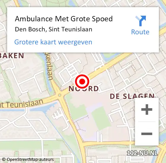 Locatie op kaart van de 112 melding: Ambulance Met Grote Spoed Naar Den Bosch, Sint Teunislaan op 29 juli 2015 19:30
