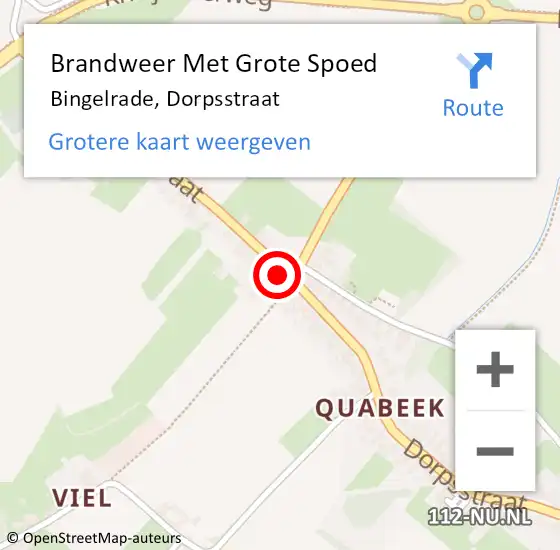 Locatie op kaart van de 112 melding: Brandweer Met Grote Spoed Naar Bingelrade, Dorpsstraat op 30 juli 2015 07:47