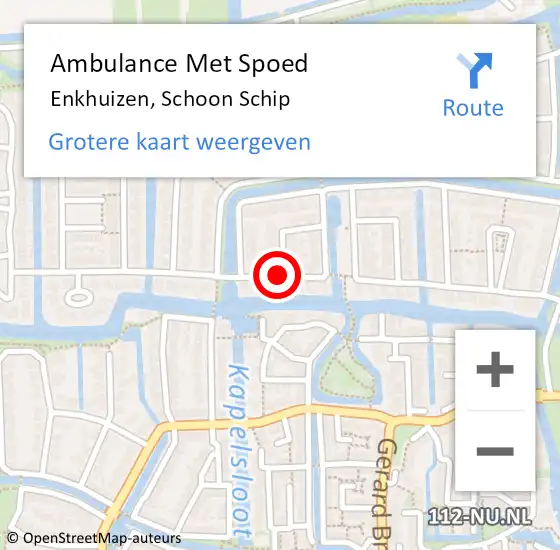 Locatie op kaart van de 112 melding: Ambulance Met Spoed Naar Enkhuizen, Schoon Schip op 30 juli 2015 19:00