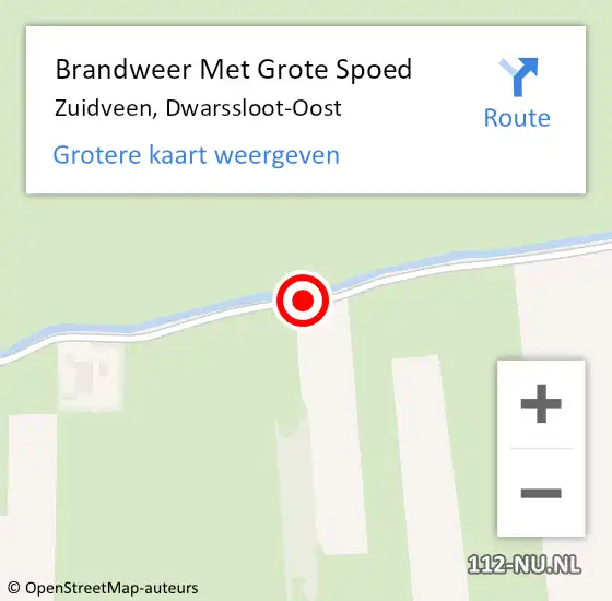 Locatie op kaart van de 112 melding: Brandweer Met Grote Spoed Naar Zuidveen, Dwarssloot-Oost op 31 juli 2015 04:05