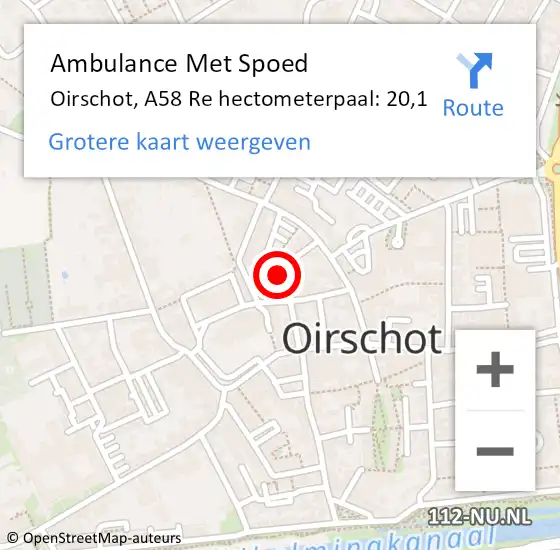 Locatie op kaart van de 112 melding: Ambulance Met Spoed Naar Oirschot, De Stad op 31 juli 2015 10:09