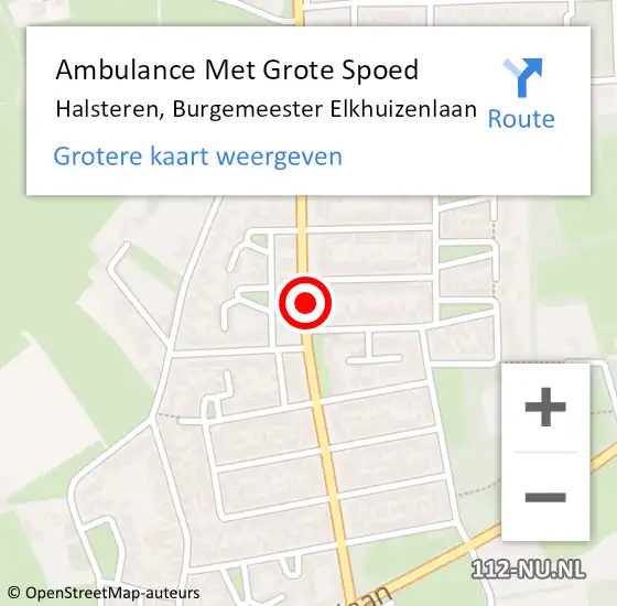 Locatie op kaart van de 112 melding: Ambulance Met Grote Spoed Naar Halsteren, Burg Elkhuizenlaan op 31 juli 2015 15:57