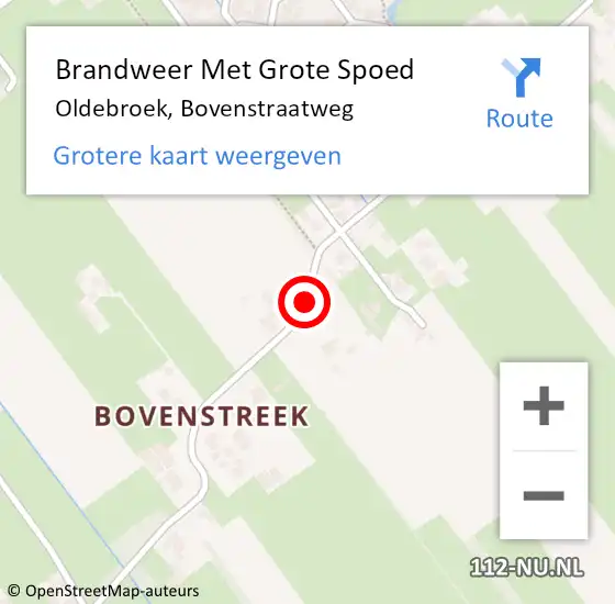 Locatie op kaart van de 112 melding: Brandweer Met Grote Spoed Naar Oldebroek, Bovenstraatweg op 31 juli 2015 16:02