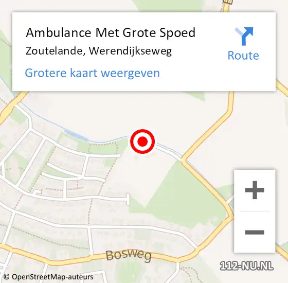 Locatie op kaart van de 112 melding: Ambulance Met Grote Spoed Naar Zoutelande, Werendijkseweg op 31 juli 2015 18:21