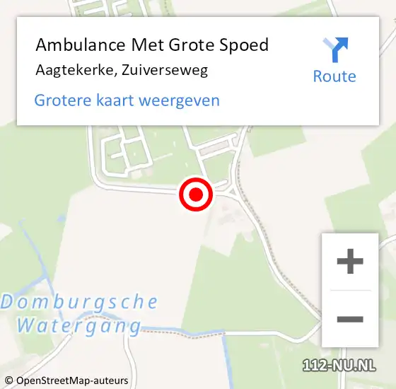 Locatie op kaart van de 112 melding: Ambulance Met Grote Spoed Naar Aagtekerke, Zuiverseweg op 31 juli 2015 18:45