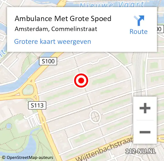 Locatie op kaart van de 112 melding: Ambulance Met Grote Spoed Naar Amsterdam, Commelinstraat op 1 augustus 2015 13:57