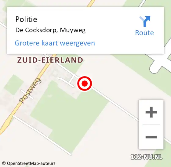 Locatie op kaart van de 112 melding: Politie De Cocksdorp, Muyweg op 1 augustus 2015 17:28