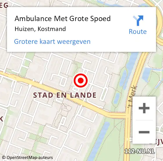Locatie op kaart van de 112 melding: Ambulance Met Grote Spoed Naar Huizen, Kostmand op 1 augustus 2015 20:38