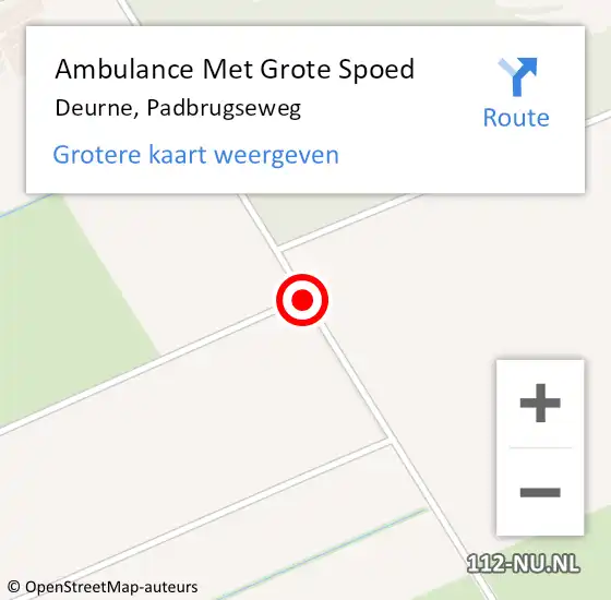 Locatie op kaart van de 112 melding: Ambulance Met Grote Spoed Naar Deurne, Padbrugseweg op 1 augustus 2015 22:40