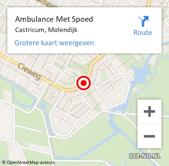 Locatie op kaart van de 112 melding: Ambulance Met Spoed Naar Castricum, Molendijk op 2 augustus 2015 14:50