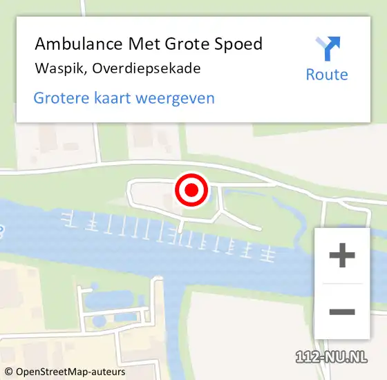 Locatie op kaart van de 112 melding: Ambulance Met Grote Spoed Naar Waspik, Overdiepsekade op 2 augustus 2015 17:42