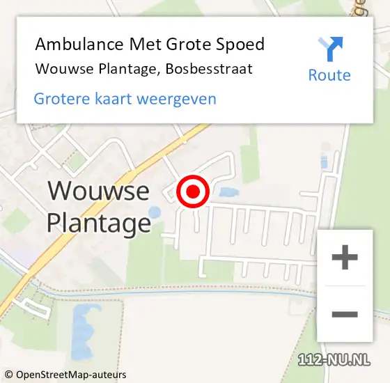 Locatie op kaart van de 112 melding: Ambulance Met Grote Spoed Naar Wouwse Plantage, Bosbesstraat op 2 augustus 2015 22:56