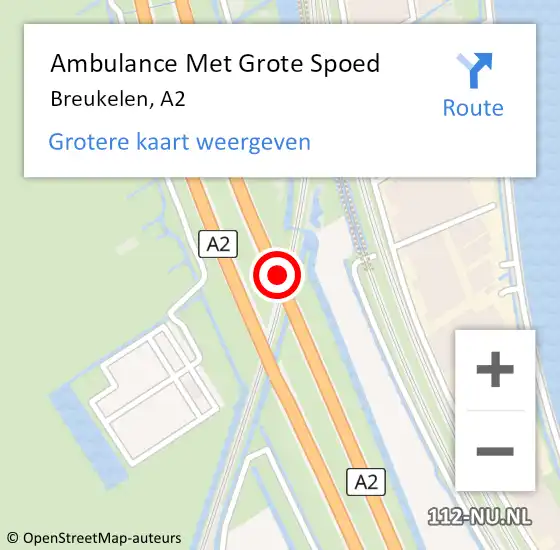 Locatie op kaart van de 112 melding: Ambulance Met Grote Spoed Naar Breukelen, A2 op 3 augustus 2015 03:44